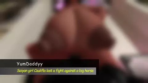 Saiyan girl Cautifla lost a fight against a big horse