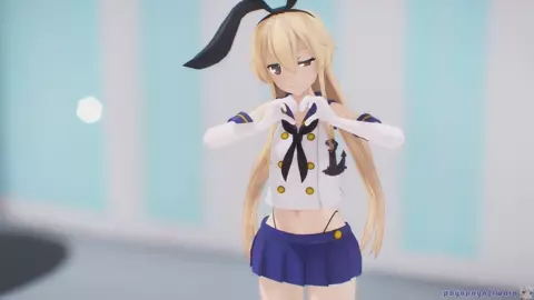 Shimakaze (KC) & Shimakaze (AL) - Disturb Manic Girl [MMD R18] Poyopoyo