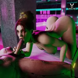 Deepthroat blowjob (oral sex) featuring Scarlet Fyre (OC from VReal_18K)