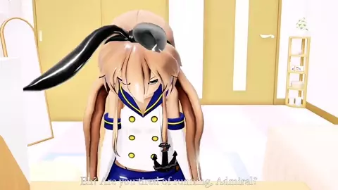 Shimakaze shows off her nice tits! [R18] RubyMMD