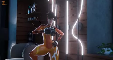 Widow having fun and Tracer want some too