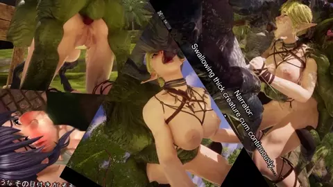 ORGYPLAY - Beastfucking elf orgy while little asian sucks big dick