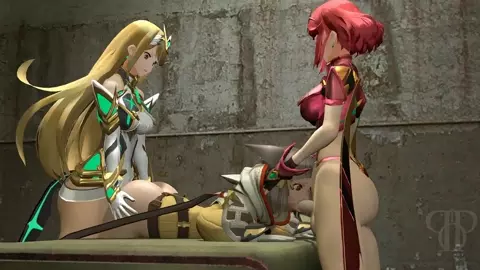 Pyra and Mythra spitroast Nia