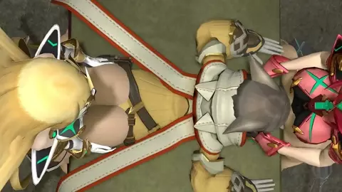 Pyra and Mythra spitroast Nia