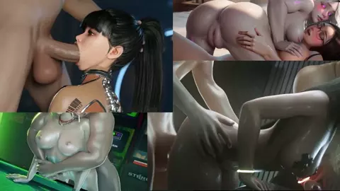 ORGYPLAY - She awaits dick while Eve sucks deep, Tifa fucks and tits bounce