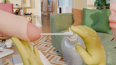 Futa Gets her urethra cleaned by milf [Lingerine, No pubes]