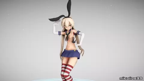 Shimakaze - Deep Blue Town (Ver. 2) [MMD R18] Mikuline39