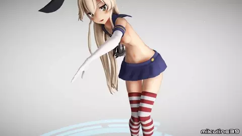 Shimakaze - Deep Blue Town (Ver. 2) [MMD R18] Mikuline39
