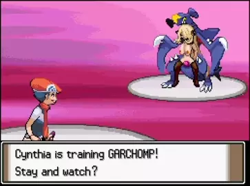 Cynthia training Garchomp