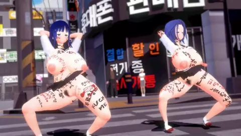 Three perverted high school girls danced in the street!