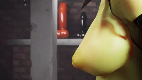 A futanari goblin in a tied-up,