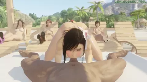 Tifa sucks you off on the beach