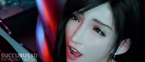 Tifa begs to be fucked harder in her pussy by Scarlet’s huge cock