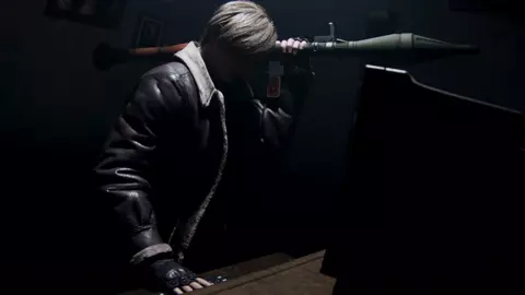 Leon stumbles upon cryptic video logs in an abandoned office.  [Cerbskies]