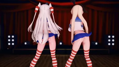 Shimakaze & Amatsukaze - Chewy (ver. 2) [MMD R18] GenesisMMD