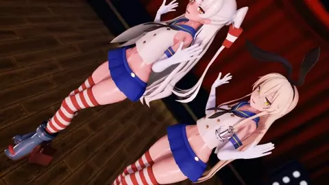 Shimakaze & Amatsukaze - Chewy (ver. 2) [MMD R18] GenesisMMD