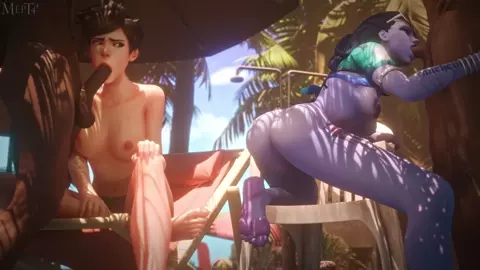 Tracer vs Widowmaker Beach Blowjob (Blacked)