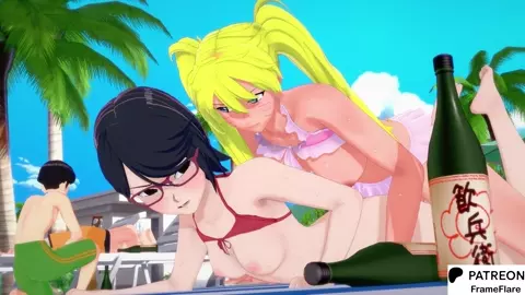 Sarada x Female Naruto hentai animation high quality