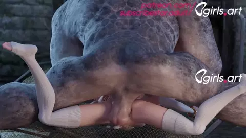 Troll monster cock stretching petite woman