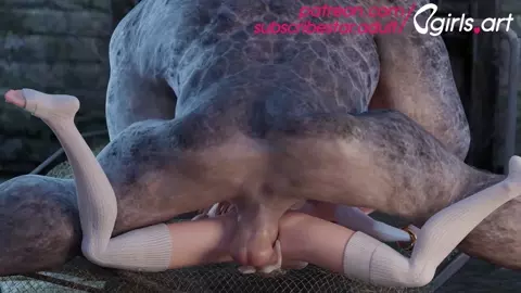 Troll monster cock stretching petite woman