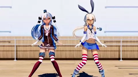 Shimakaze & Amatsukaze - Ghost Dance [MMD R18] Unknown