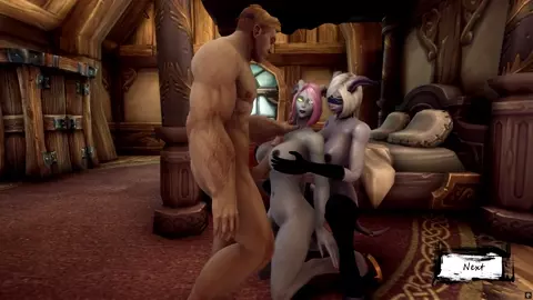2 hot female draenei in threesome