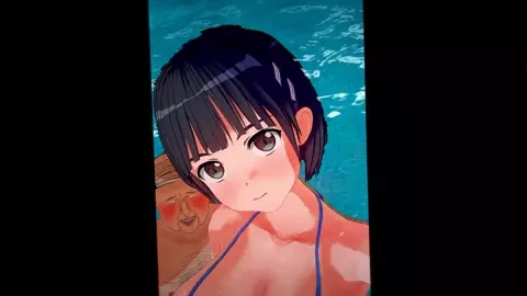 Sexy bikini girl Naoha forced to make out at the pool