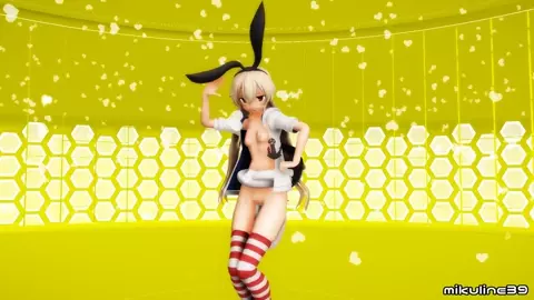 Shimakaze - Deep Blue Town (ver. 3) [MMD R18] Mikuline39