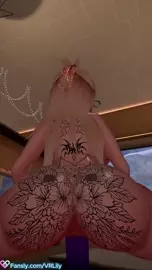 Goth slut riding dildo