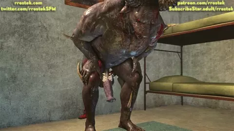 Tifa Lockhart rimming a massive Minotaur monster