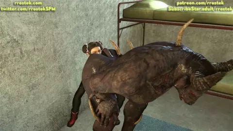 Tifa Lockhart rimming a massive Minotaur monster