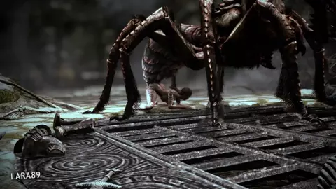 Dovahkiin gets "defeated" by a giant spider