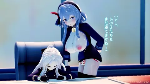 Futanari girl masturbating next to the sleeping chairsperson