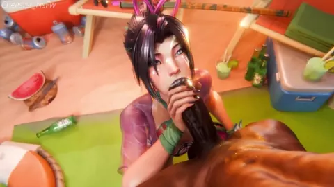 Psylocke gives you a oral on the beach   Psylocke ORAL version 2 BBC ♠️ (angle 1