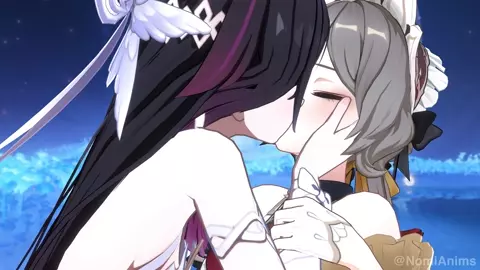 Columbina kissing Sandrone