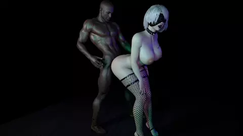 Blonde In a 2B Character Costume Gets Fucked With Cancer By A Big Black Dick