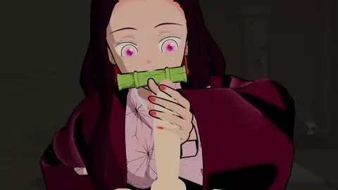 Nezuko playing with a penis - Demon Slayer