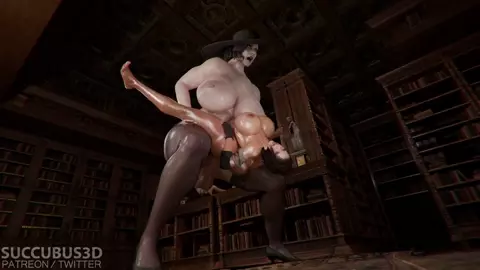 Futa Lady D gapes Jill Valentine's pussy rough and deep (Succubus3D) Resident Evil