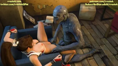 Mai Shiranui fisted and face fucked by two ugly monsters