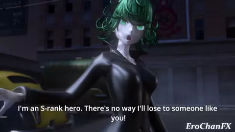 Tatsumaki pinned down and tentacled