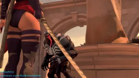 Psylocke surrender againts Venom 4K [Gwknimations] [Shorted]