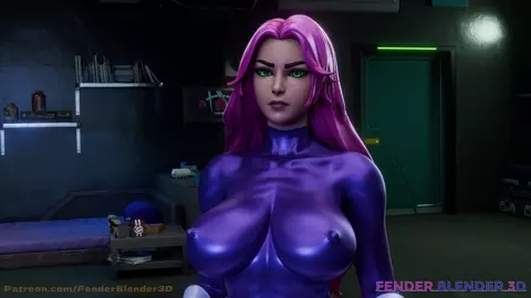 Raven vs Starfire (Futa on Futa animation)