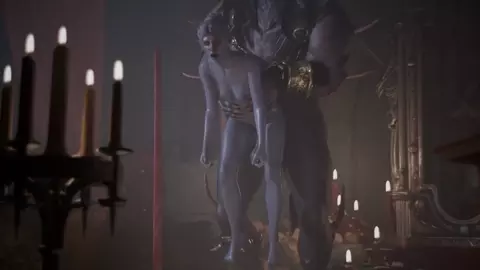 Minthara with the Minotaur by candlelight