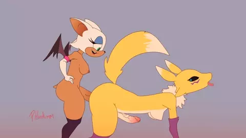 Phunkumm - Rouge the Bat Futa x Futa Renamon Alt Loop (Sounded) [Sonic x Digimon NSFW