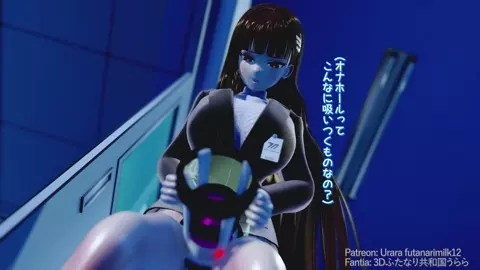 Futanari with masturbator which can not remove