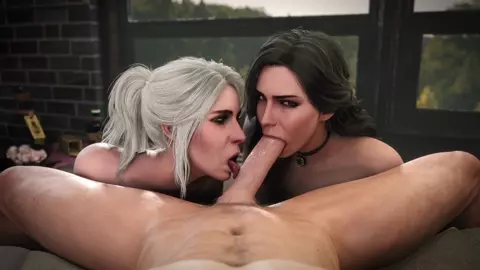 Yennefer x Ciri Double BJ   [Pewposterous]