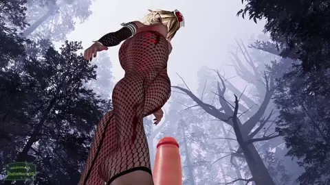 Silent Hill Nurse steps on your sinful body before giving you a footjob