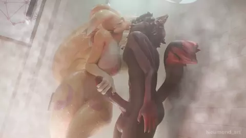 Rena x Aak long kiss by Neumond_art