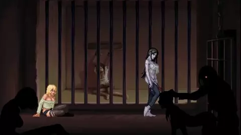 Blonde girl with zombie