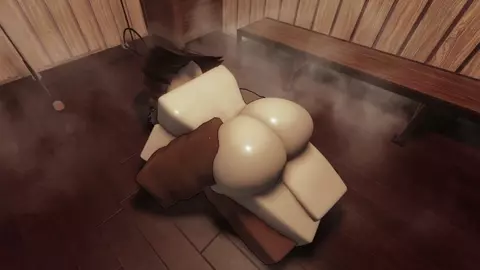 Slutty femboy was fucked in a sauna